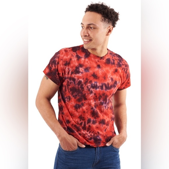 Brisco Brands Other - Mens Brisco Brands Red/Black Crystal Tie Dyed Tee
